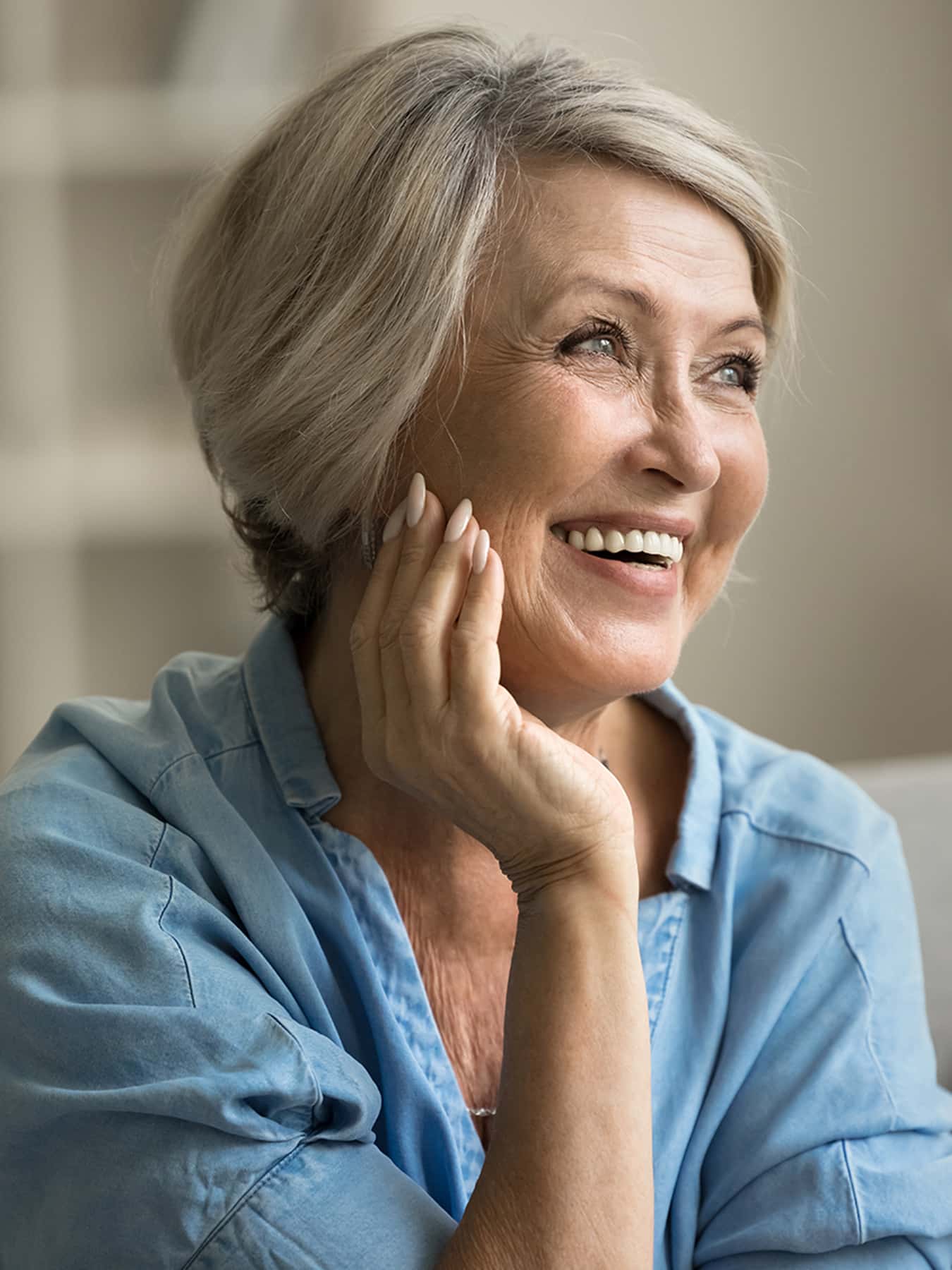 Woman after dental implant procedure in Powder Springs, GA