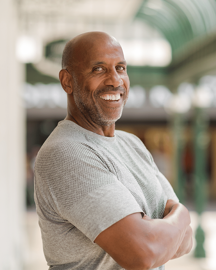 male dental patient smiling in powder springs ga