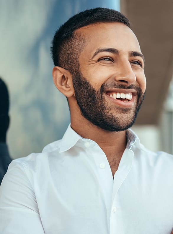 male dental patient smiling in powder springs ga