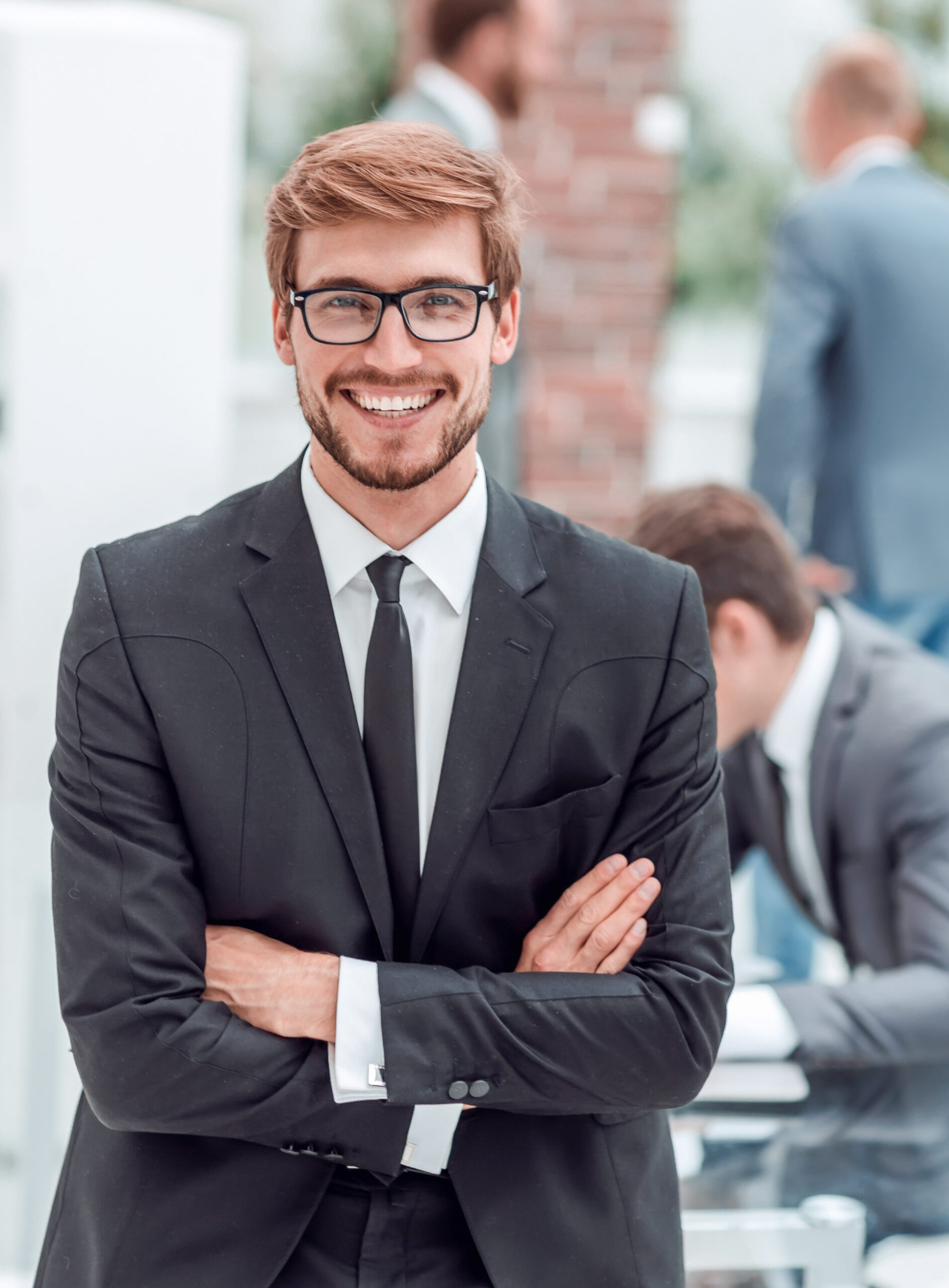 close up. smiling business man standing in the office